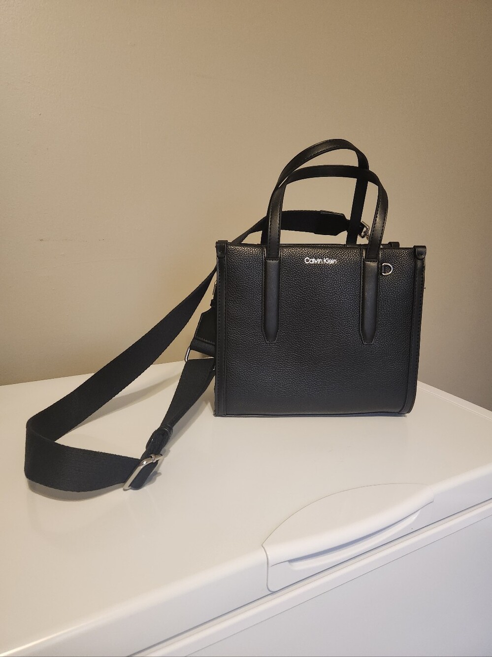 Calvin Klein Black Leather Crossbody Tote for Men